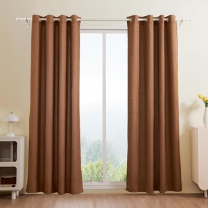 VEVOR Natural Linen Curtains, 52 x 84 inch 2 Panels Set, Grommet Light Filtering Thick Flax Textured Linen Drapes, Privacy Burlap for Living Room, Bedroom, Farmhouse, Sunroom, Office Window Curtain(Brown)