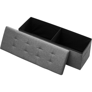 VEVOR Oval Storage Ottoman Bench, Foldable Teddy Fleece End of Bed Bench, Folding Upholstered Bed Ottoman Chest with Large Storage Space, Supports 660 lbs, for Living Room, Bedroom, Entryway, Black(Grey)