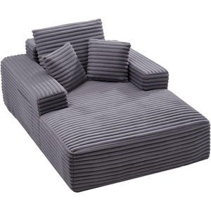 VEVOR Oversized Chaise Lounge Chair, 54″ Boneless Chaise Lounge Indoor, Modern Upholstered Reading Chair with Throw Pillows & Armrests, Sofa Couch Deep Seat Sleeper for Living Room, Bedroom, Grey