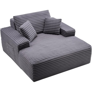 VEVOR Oversized Chaise Lounge Chair, 54″ Boneless Chaise Lounge Indoor, Modern Upholstered Reading Chair with Throw Pillows & Armrests, Sofa Couch Deep Seat Sleeper for Living Room, Bedroom, Beige(Regular 48″)