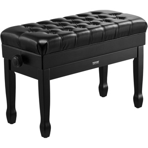 VEVOR Piano Bench 22″ x 13″ x 19.3″ Keyboard Chair 19.3″-22.8″ Adjustable | for Vanity Living Room, Padded Cushion, 300 lbs Capacity, Wooden Piano Stool Seat, with Storage Compartment for Music Books(29.5″ x 14″ x 20.3″)