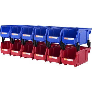 VEVOR Plastic Storage Bins 24 Pack (5 x 4 x 3-Inch), Hanging Stackable Storage Organizer Bins, Heavy Duty Stacking Containers for Closet, Garage, Office, or Small Parts Organization(Red&Blue-12PC-5L)
