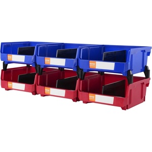 VEVOR Plastic Storage Bins 24 Pack (5 x 4 x 3-Inch), Hanging Stackable Storage Organizer Bins, Heavy Duty Stacking Containers for Closet, Garage, Office, or Small Parts Organization(Red&Blue-6PC-10L)