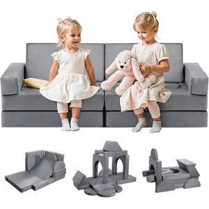 VEVOR Play Couch, Modular Kids Nugget Couch 15pcs, Toddler Foam Sofa Couch with High-Density 25D Sponge for Playing, Creating, Sleeping, Imaginative Kids Furniture for Bedroom and Playroom(14 Pcs)