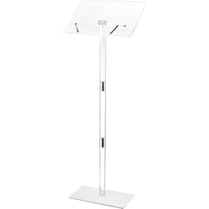 VEVOR Podium Stand, 41-Inch Acrylic Lectern, Portable Laptop Desk with Wide Reading Surface, Book Clips, Adjustable Angle, Floor-Standing, for Classroom, Wedding, Conference, Lecture and Concert(Acrylic Lectern 43″)