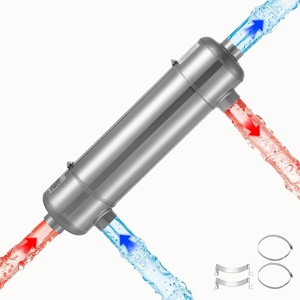VEVOR Pool Heat Exchanger, 210K BTU Swimming Pool Heater Exchanger, 316L Stainless Steel Construction, High Efficiency Water to Water Transfer Heating System for Spa, Hot Tub, Indoor/Outdoor, Silver(210K BTU)
