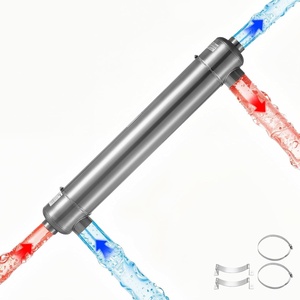 VEVOR Pool Heat Exchanger, 210K BTU Swimming Pool Heater Exchanger, 316L Stainless Steel Construction, High Efficiency Water to Water Transfer Heating System for Spa, Hot Tub, Indoor/Outdoor, Silver(600K BTU)
