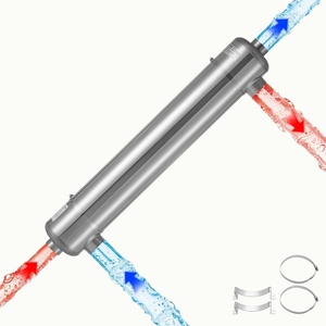 VEVOR Pool Heat Exchanger, 210K BTU Swimming Pool Heater Exchanger, 316L Stainless Steel Construction, High Efficiency Water to Water Transfer Heating System for Spa, Hot Tub, Indoor/Outdoor, Silver(360K BTU)