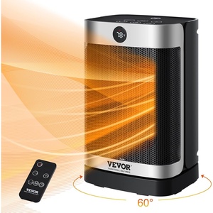 VEVOR Portable Electric Space Heater with Thermostat, 1000W/1500W 2-Level Adjustable Quiet Ceramic Heater Fan, 9 in Tip-Over Shutdown Flame-Retardant PP Small Heaters for Office Room Desk Indoor Use(10 in)