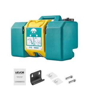 VEVOR Portable Eye Wash Station 14 Gal, OSHA-Approved Eyewash Station Wall-Mounted/On Flat Surface, Emergency Eye Wash Unit with 2 Sprays, First Aid Eyewash Units for Schools, Labs, Factories, Yellow(Portable Eye Wash Station 8 Gal)