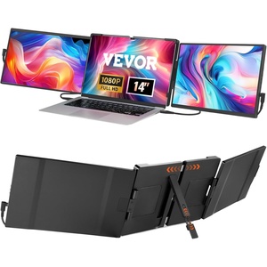 VEVOR Portable Laptop Screen Extender, 14″ FHD 1080P IPS Dual Extended Monitor for 13″-17″ Laptop, Swivel Portable Monitor USB-C/USB-A/Mini HDMI Port, Compatible with Mac/Wins/Android/Switch/PS5(14″ Triple Screen Extender)