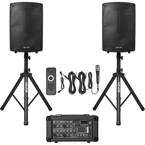 VEVOR Portable PA System with Wireless Microphone & Speakers, 800W Bluetooth PA System, 6-Channel Mixer, Dual 10″ Speakers, USB/SD/XLR Inputs, Remote, Stands – for DJs,Events, Fitness, Indoor/Outdoor(800W)