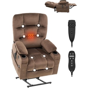 VEVOR Power Lift Recliner Chair, Dual Motor Lift Chair with Heat and Massage for Elderly, 2 Cup Holders and USB Port Infinite Position Adjustment Electric Recliner (Large, Brown)(Large- Brown)