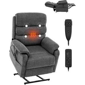 VEVOR Power Lift Recliner Chair, Dual Motor Lift Chair with Heat and Massage for Elderly, 2 Cup Holders and USB Port Infinite Position Adjustment Electric Recliner (Large, Brown)(Medium- Dark Gray)