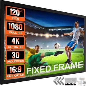 VEVOR Projector Screen 155inch Outdoor Projector Screen 16:9 Movie Screen Fixed Frame 3D Projector Screen for 4K HDTV Movie Theater(120inch)