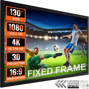VEVOR Projector Screen 155inch Outdoor Projector Screen 16:9 Movie Screen Fixed Frame 3D Projector Screen for 4K HDTV Movie Theater(130inch)