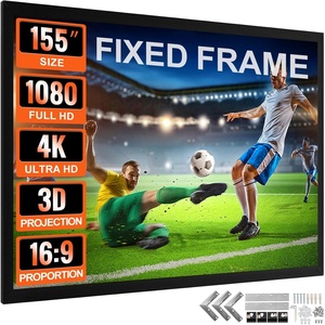 VEVOR Projector Screen 155inch Outdoor Projector Screen 16:9 Movie Screen Fixed Frame 3D Projector Screen for 4K HDTV Movie Theater(155inch)