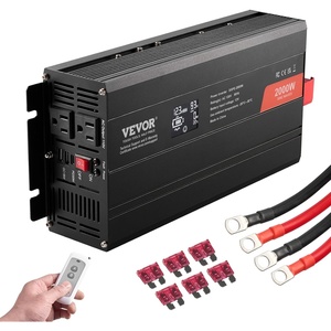 VEVOR Pure Sine Wave Inverter 3500 Watt Power Inverter, DC 12V to AC 120V Car Inverter, with USB Port LCD Display Remote Controller and AC Outlets (GFCI), for RV Truck Car Solar System Travel Camping(2000W)