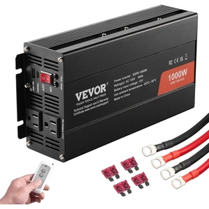 VEVOR Pure Sine Wave Inverter 3500 Watt Power Inverter, DC 12V to AC 120V Car Inverter, with USB Port LCD Display Remote Controller and AC Outlets (GFCI), for RV Truck Car Solar System Travel Camping(1000W)
