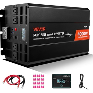VEVOR Pure Sine Wave Inverter 3500 Watt Power Inverter, DC 12V to AC 120V Car Inverter, with USB Port LCD Display Remote Controller and AC Outlets (GFCI), for RV Truck Car Solar System Travel Camping(4000W)