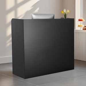 VEVOR Reception Desk, 46 Inch Rectangular Front Counter Table, Office Reception Desk, Retail Counter and Front Reception Counter, for Checkout, Lobby, Beauty Salon and Office, White(Black)