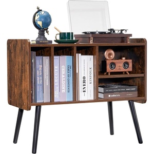 VEVOR Record Player Stand, Turntable Stand Holds Up to 220 Albums, Vintage Vinyl Record Cabinet with Removable Shelves, Record Player Table with Adjustable Height for Living Room, Bedroom, Brown