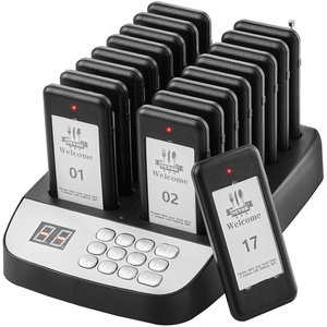 VEVOR Restaurant Pager System, Wireless 500m Long Range Lineup Waiting Queue Signal, Guest Customer Calling Beepers with Vibration & Flashing, 20 Buzzers for Food Truck, Church, Nursery, Hospital(Mechanical buttons)