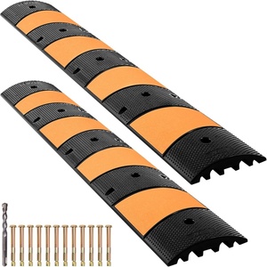 VEVOR Rubber Speed Bump (2 Pack) – 6 FT Heavy Duty 22,000 lbs Capacity for Road & Driveway, 72.8″ x 12.2″ x 2.2″ Modular Traffic Hump, 2 Channel Floor Cord Cover for Asphalt, Concrete, Gravel(2 Pack)