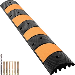 VEVOR Rubber Speed Bump (2 Pack) – 6 FT Heavy Duty 22,000 lbs Capacity for Road & Driveway, 72.8″ x 12.2″ x 2.2″ Modular Traffic Hump, 2 Channel Floor Cord Cover for Asphalt, Concrete, Gravel(6ft)