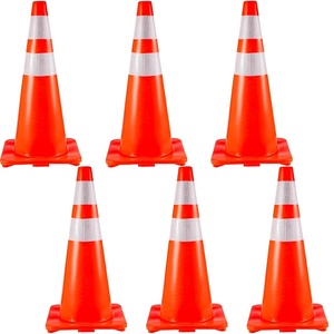 VEVOR Safety Cones, 28 in/73 cm Height, 12 PCS PVC Orange Traffic Cone with 2 Reflective Collars and Weighted Base, Used for Traffic Control, Driveway Road Parking and School Improvement(28inch)