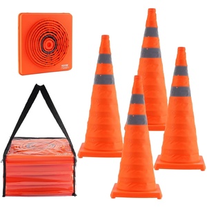 VEVOR Safety Cones, 4 Pack 28 inch Collapsible Traffic Cones, Construction Cones with Reflective Collars, Wide Base and A Storage Bag, for Traffic Control, Driving Training, Parking Lots(28 inch)
