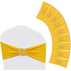 VEVOR Satin Chair Sashes Bows, 50PCS Chair Ribbon Ties Back Sash, 7 x 108 inch, Red Wedding Reception Decoration, for Wedding Ceremony Baby Shower Party Events Banquet Cover Decoration(Golden Yellow)