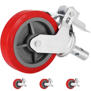 VEVOR Scaffolding Wheels Set, Heavy Duty 4-Pack 8″ Scaffolding Casters, with 4400 Lbs Per Set and Locking Stem Casters with Brake, Polyurethane Replacement for Scaffold, Shelves, Workbench(Plastic core)