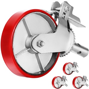 VEVOR Scaffolding Wheels Set, Heavy Duty 4-Pack 8″ Scaffolding Casters, with 4400 Lbs Per Set and Locking Stem Casters with Brake, Polyurethane Replacement for Scaffold, Shelves, Workbench(Iron core)