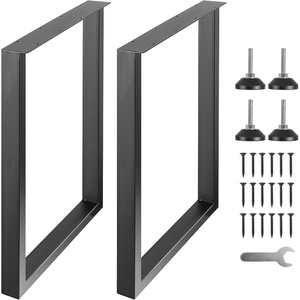 VEVOR Set of 2 Steel Table Legs, 28 Height 24 Wide Dining Table Legs,Heavy Duty 3.1″ Width Box Section Square Table Legs,28x24x3.1 Inch Black Color Industrial Country Style Metal Dining Legs(28″H x N/A W)