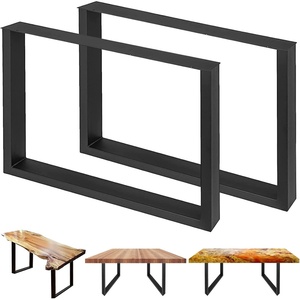 VEVOR Set of 2 Steel Table Legs, 28 Height 24 Wide Dining Table Legs,Heavy Duty 3.1″ Width Box Section Square Table Legs,28x24x3.1 Inch Black Color Industrial Country Style Metal Dining Legs(28″H x 35″W)