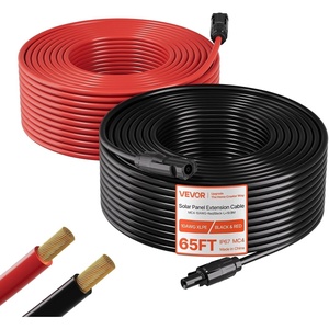 VEVOR Solar Panel Extension Cable, 65 ft Black + 65 ft Red, 10 AWG (6 mm²), Solar Panel Wire with Female and Male Connectors, IP67 Waterproof PV Tinned Copper Wire, for Outdoor Photovoltaic Systems
