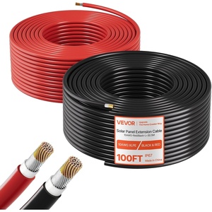 VEVOR Solar Panel Wire, 100 ft Black + 100 ft Red Kit, 10 AWG (6 mm²) Solar Panel Extension Cable, PV Tinned Copper Wire, for Outdoor Home Off-Grid Photovoltaic Systems Automotive RV Boat Marine, IP67