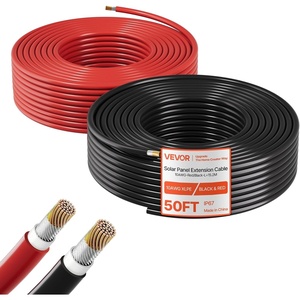VEVOR Solar Panel Wire, 50 ft Black + 50 ft Red Kit, 10 AWG (6 mm²) Solar Panel Extension Cable, PV Tinned Copper Wire, for Outdoor Home Off-Grid Photovoltaic Systems Automotive RV Boat Marine, IP67