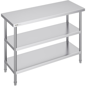VEVOR Stainless Steel Food Prep Table, 14 x 24 x 34 Inch Commercial Food Prep Worktable Heavy Duty Prep Worktable, Metal Work Table with Adjustable Height for BBQ, Kitchen, Home, and Garage(18 x 48 x 34 Inch)