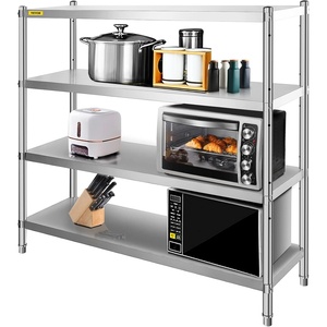 VEVOR Stainless Steel Shelving 60×18.5 Inch 4 Tier Adjustable Shelf Storage Unit Stainless Steel Heavy Duty Shelving for Kitchen Commercial Office Garage Storage 330lb Per Shelf
