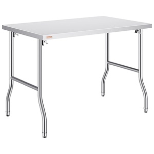 VEVOR Stainless Steel Table, 24 x 35.4 Inches Food Prep Worktable with Wheels, Kitchen Prep Table with Adjustable Undershelf Workstations for Commercial Kitchen, Restaurant, Hotel and Garage, Outdoor(48″*30″ inch)