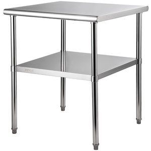 VEVOR Stainless Steel Table, 24 x 35.4 Inches Food Prep Worktable with Wheels, Kitchen Prep Table with Adjustable Undershelf Workstations for Commercial Kitchen, Restaurant, Hotel and Garage, Outdoor(30 x 30 x 36 Inch)