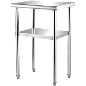 VEVOR Stainless Steel Table, 24 x 35.4 Inches Food Prep Worktable with Wheels, Kitchen Prep Table with Adjustable Undershelf Workstations for Commercial Kitchen, Restaurant, Hotel and Garage, Outdoor(24 x 18 x 36 Inch)