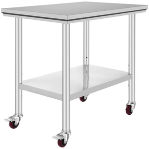 VEVOR Stainless Steel Work Table 30 x 24 x 33 Inch Prep Table with 4 Caster(24 x 36 x 32 Inch)