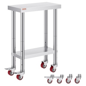 VEVOR Stainless Steel Work Table 30 x 24 x 33 Inch Prep Table with 4 Caster(24*12*34In)