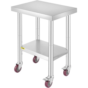 VEVOR Stainless Steel Work Table 30 x 24 x 33 Inch Prep Table with 4 Caster(24*18*34In)