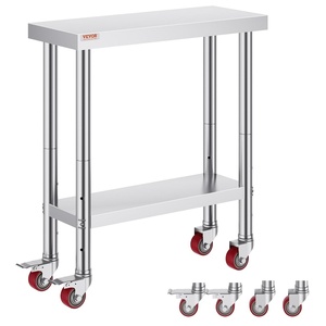 VEVOR Stainless Steel Work Table 30 x 24 x 33 Inch Prep Table with 4 Caster(30*12*34In)
