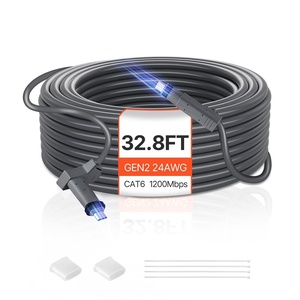 VEVOR Starlink Gen 2 Cable, 32.8 FT, 24 AWG Copper Core, Durable Extension Cable for Standard Generation 2, Compatible with Starlink Rectangular Satellite V2, Flexible Wiring for RV, Backyard Camping(gen2 24AWG 32.8ft)