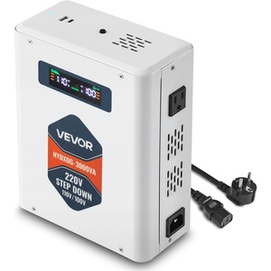 VEVOR Step Down Voltage Converter, 2000VA, Heavy Duty Voltage Power Converter, 220V to 110V Power Transformer, with 2 US Outlets, USB Output, LCD Display, Temperature Protection, for 110V Appliances(White)